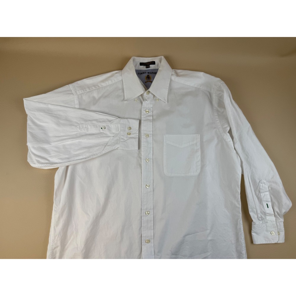 White Dress Shirt Cotton Button Front 16.5‎ 32-33 Tommy Hilfiger